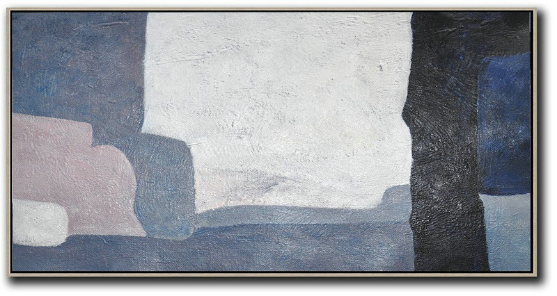 Extra Large Textured Painting On Canvas,Hand Painted Panoramic Contemporary Art Canvas Painting,Huge Wall Decor,White,Purple Grey,Dark Blue,Pink.etc